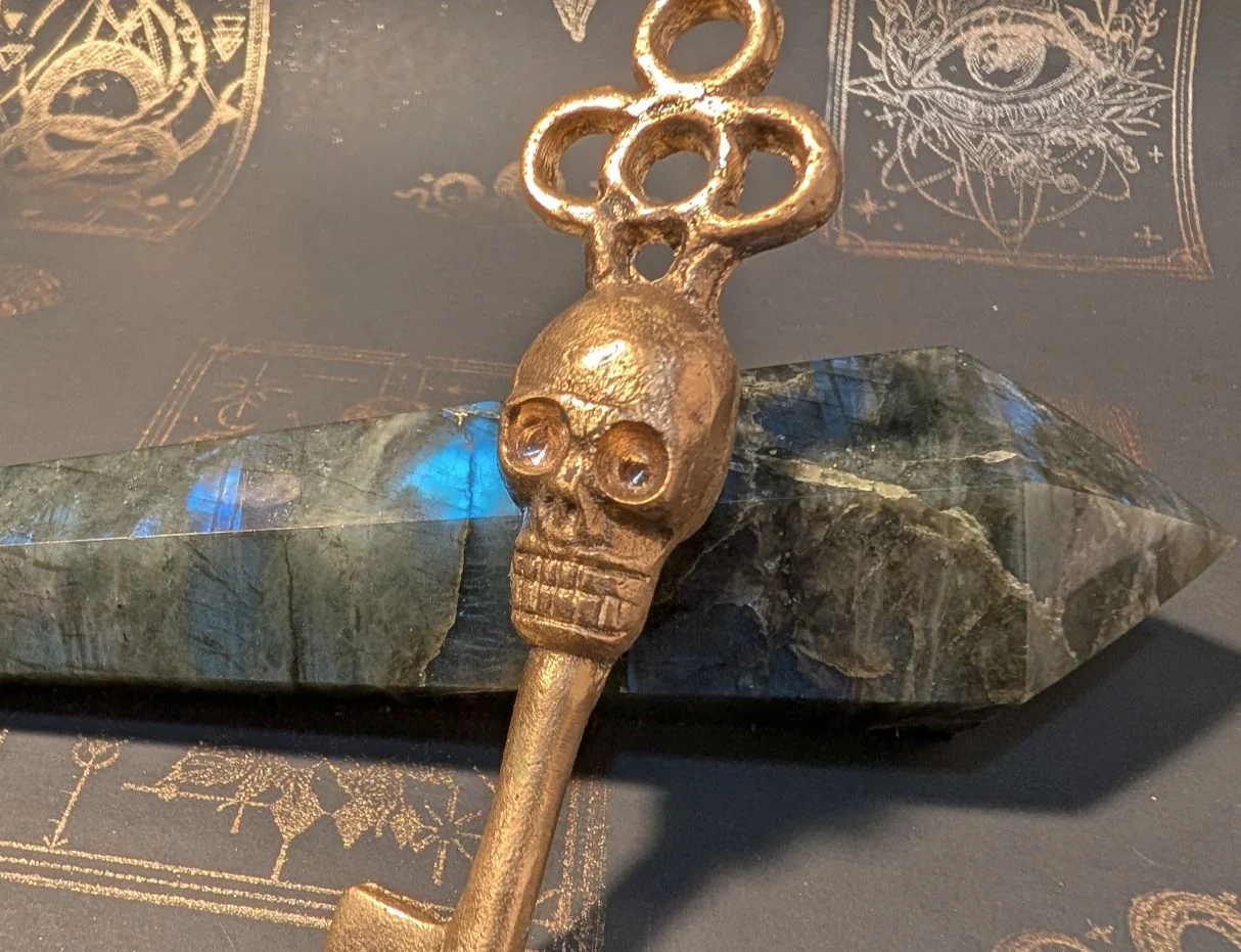 Bronze skeleton key ritual tool - handcast metal by BorboroForge