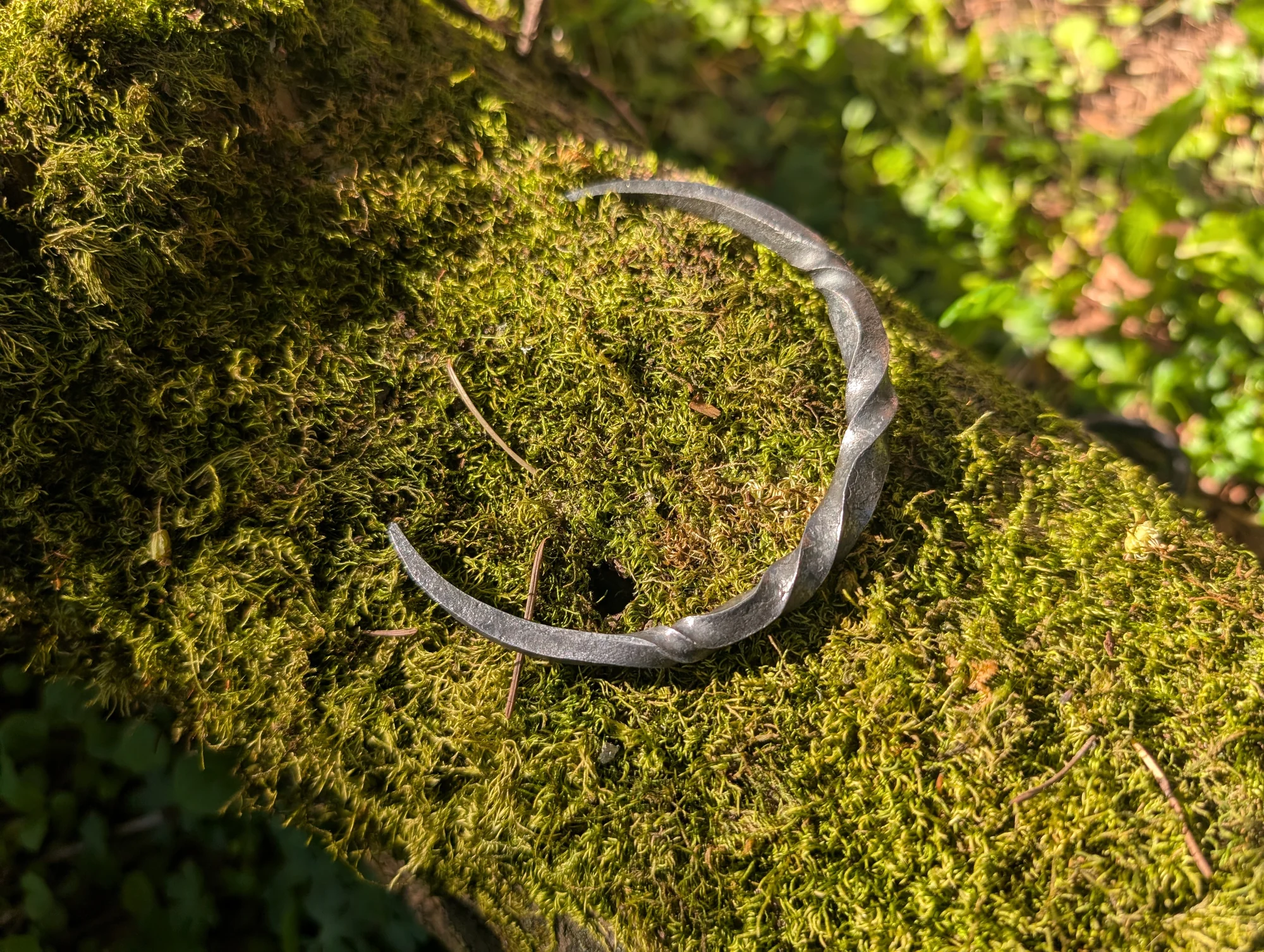 Forged iron crescent moon - steel ritual altar tool by BorboroForge