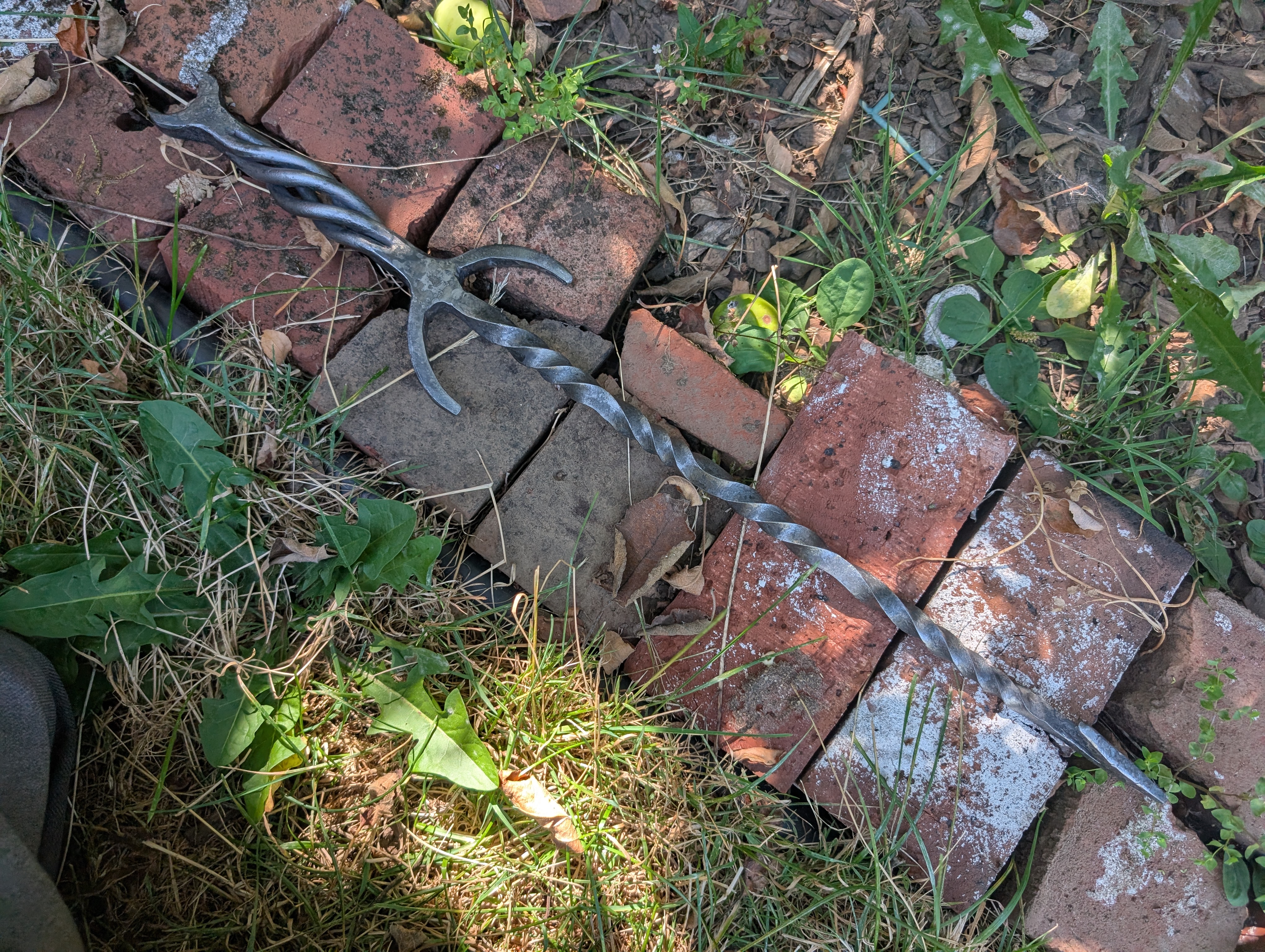 Forged steel fire wand - ritual tool with twisted shaft by BorboroForge